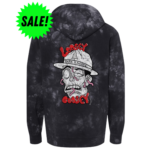 Distressed Tie Dye Park Ranger Hoodie - Black