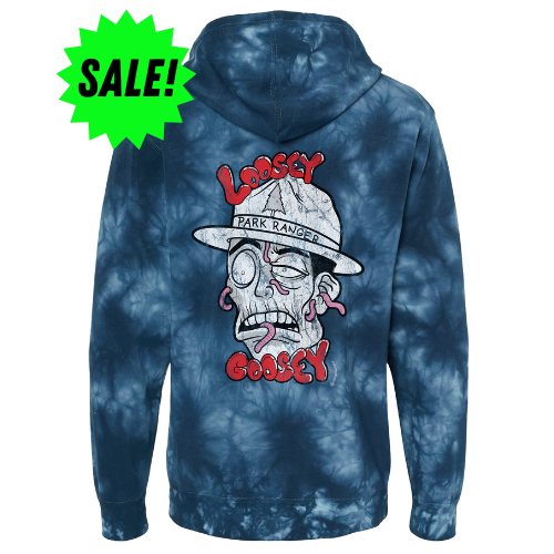 Distressed Tie Dye Park Ranger Hoodie - Blue